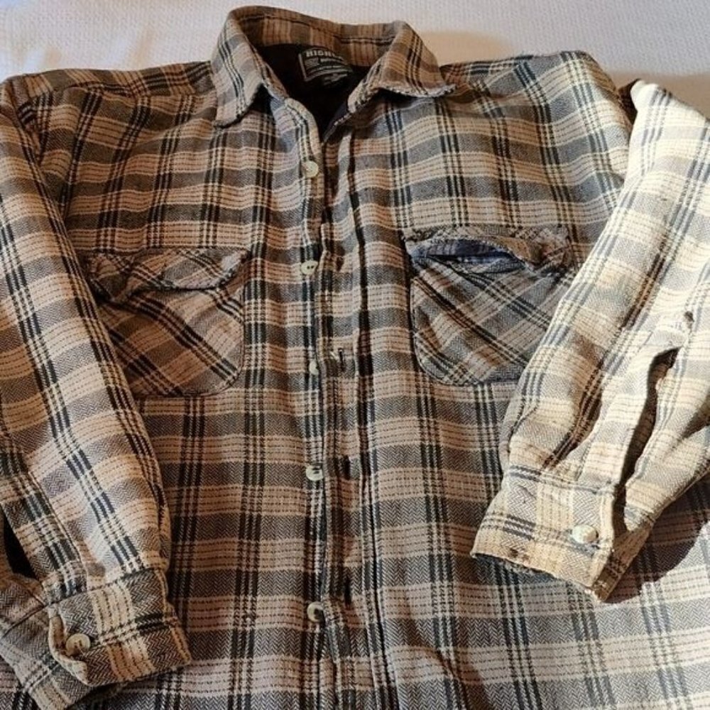 Highland Outfitters Vintage Quilted Long Slv Pocketed Button‎ Down Sz XL Shacket
